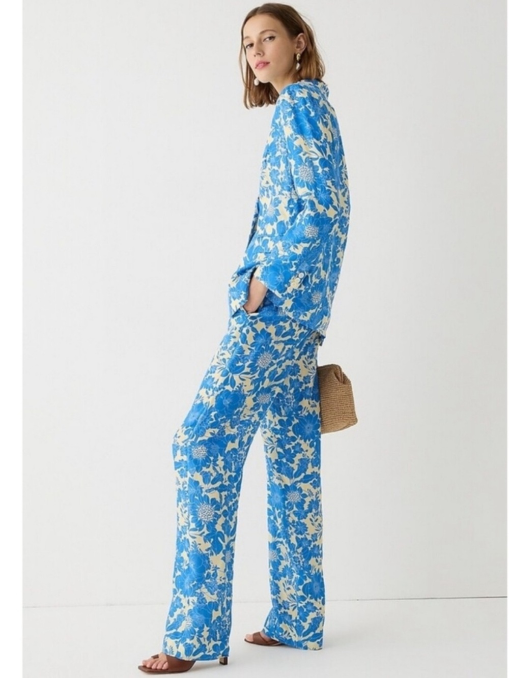 J.Crew Limited Edition Drapey Long Parke Printed Blazer in Cupro Blend 2 - Picture 2 of 4